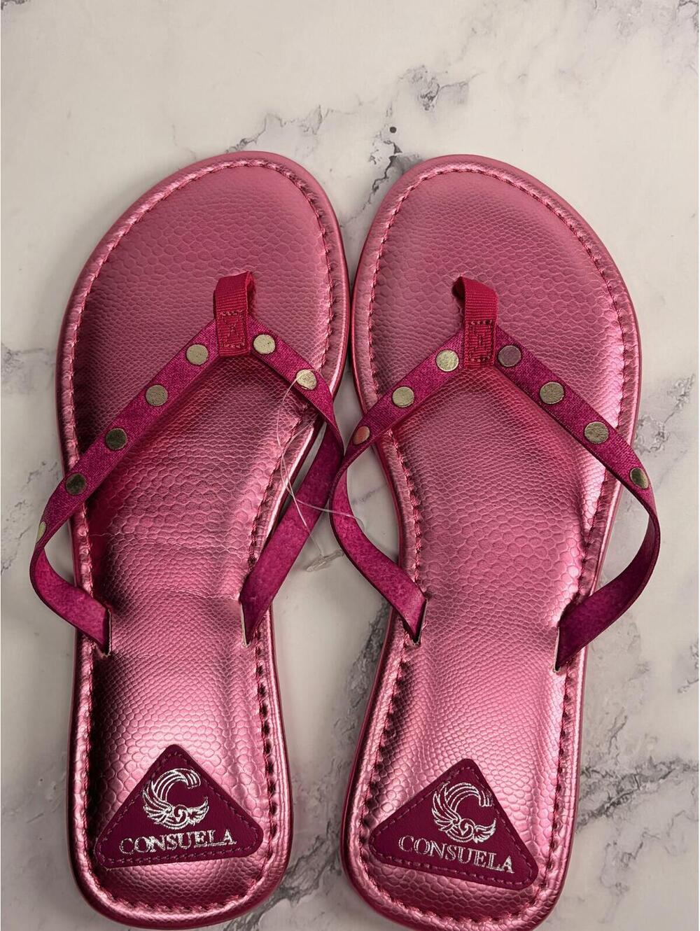 Consuela Pink Metallic Flip Flops Sandals Women’s Size S - Picture 2 of 6